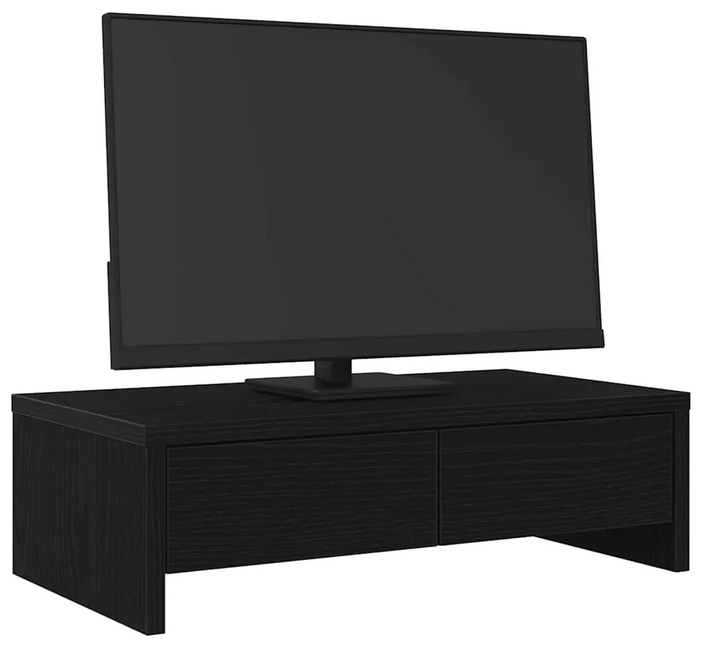Suporte para monitor com gavetas deriv. madeira carvalho preto