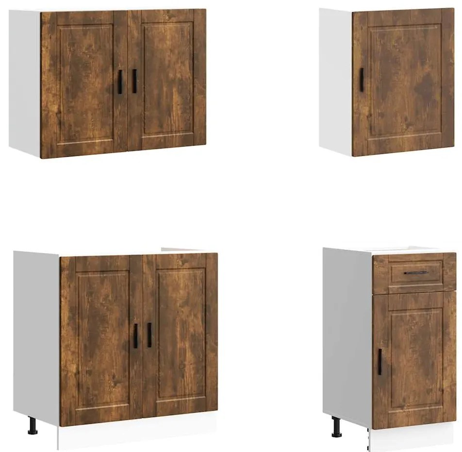 7 peças armário de cozinha conjunto Kalmar carvalho fumado