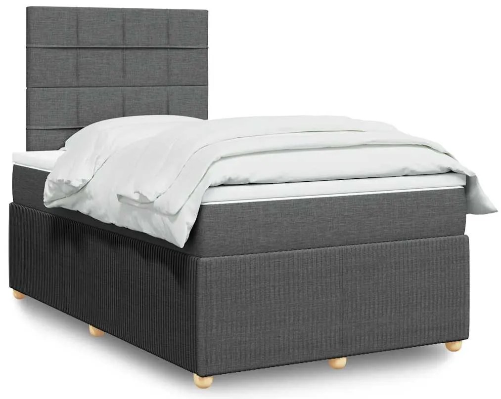 Cama com molas/colchão 120x200 cm tecido cinzento-escuro