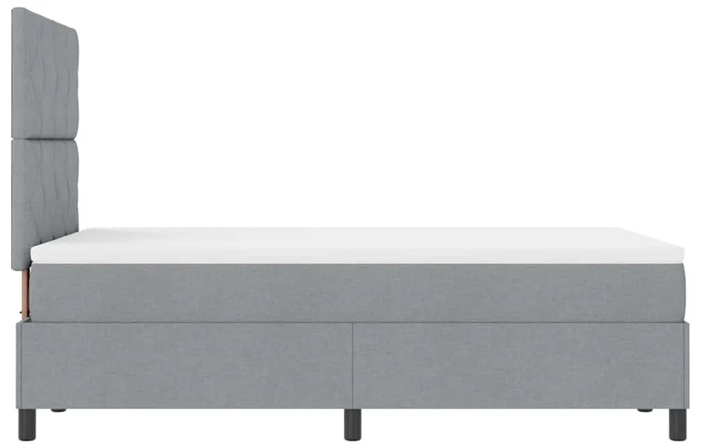 Cama Box Spring com Colchão Cinza Claro 120x200 cm Tecido