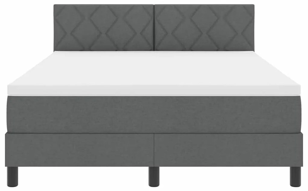 Cama Box Spring da com Colchão &amp; LED Cinza Escuro 140x190 cm Tecido