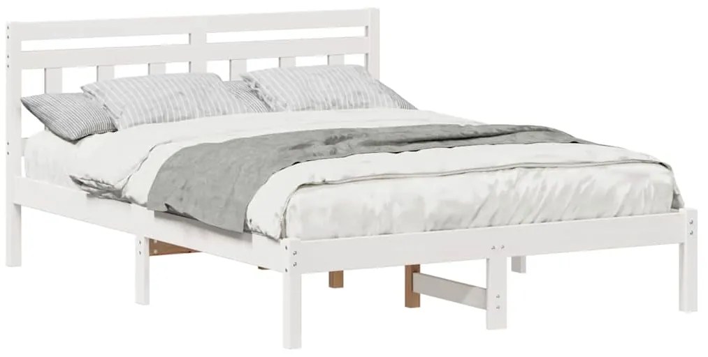 Estrutura da Cama Branco 140 x 190 cm Madeira de Pinheiro