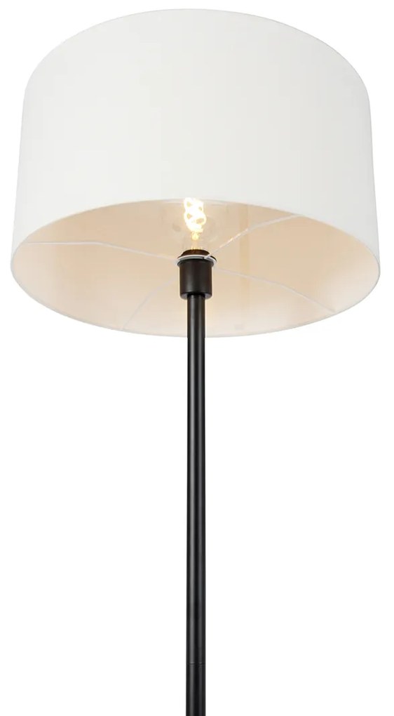 Candeeiro de pé preto com abajur branco 50 cm - Simplo Moderno