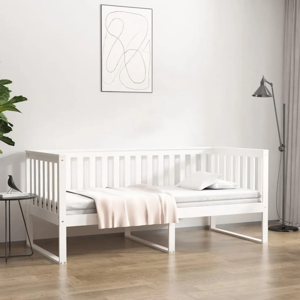 vidaXL Sofá-cama sem colchão 90x190 cm madeira de pinho maciça branco