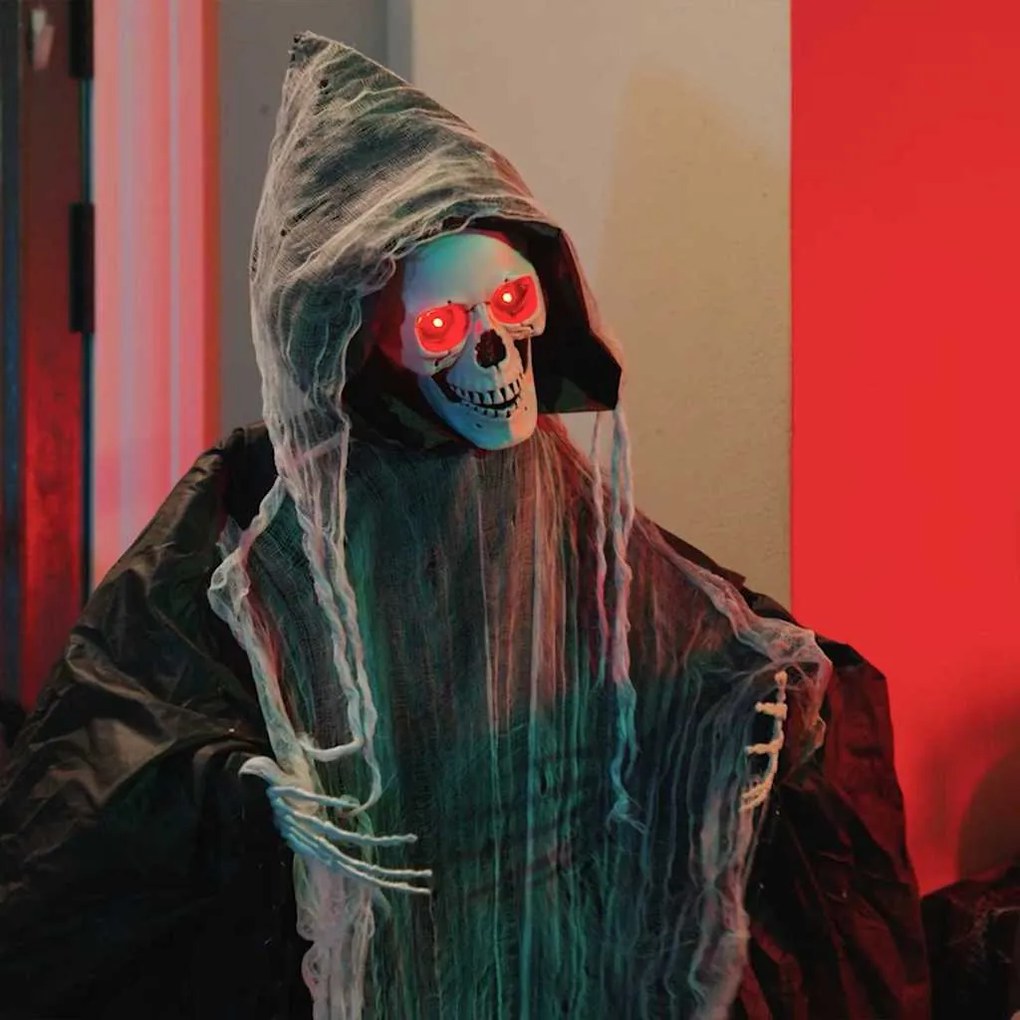 vidaXL Grim Reaper de Halloween Preto 60 x 60 x 155 cm Poliéster