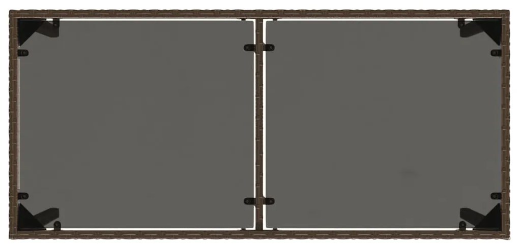 Mesa de jardim com tampo de vidro 115x54x74 cm vime PE castanho