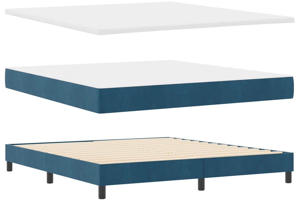 Cama Box com Colchão vidaXL Azul Escuro Super King Veludo