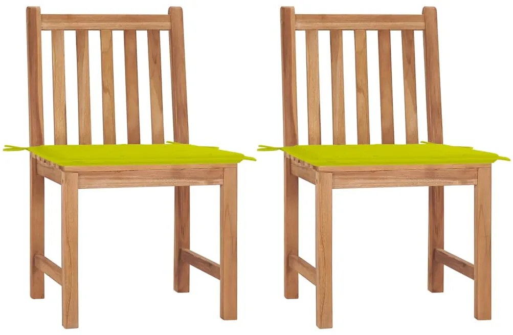 vidaXL Cadeiras de jardim c/ almofadões 2 pcs madeira de teca maciça