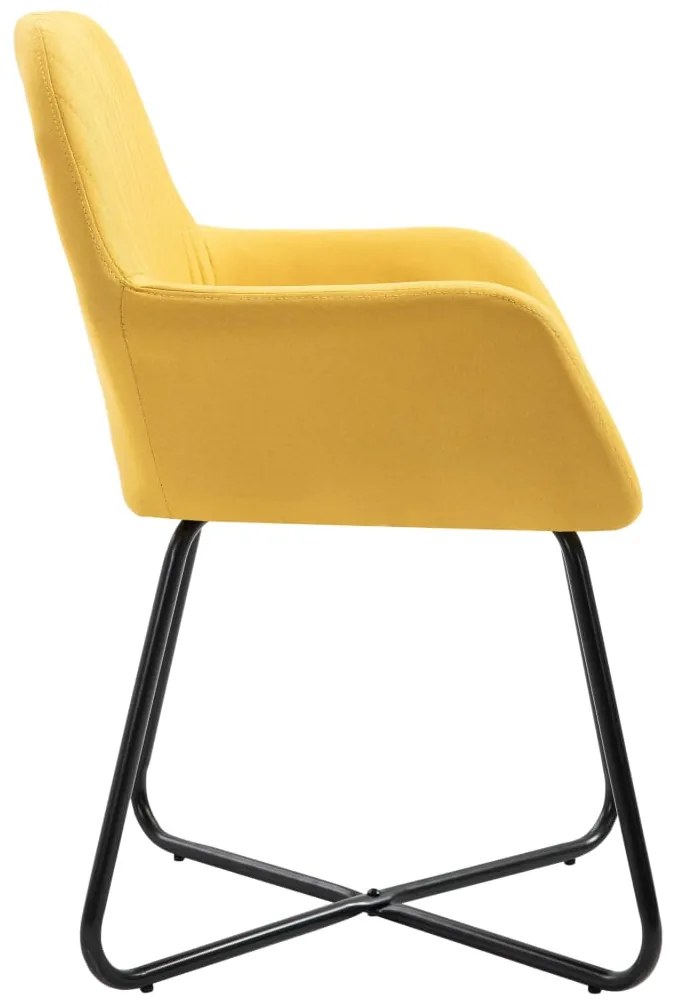 Cadeiras de jantar 2 pcs tecido amarelo