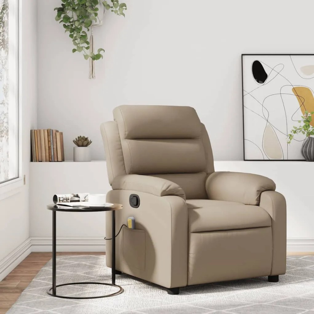 vidaXL Poltrona de massagens reclinável couro artificial cappuccino