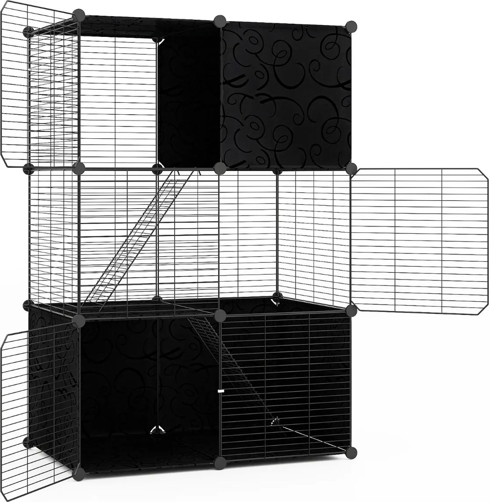 Gaiola grande para gatos 74 x 47 x 110 cm (ACESSORIOS NÃO INCLUIDOS) de 3 níveis de arame metálico para interiores Parque desmontável com 2 rampas Pre