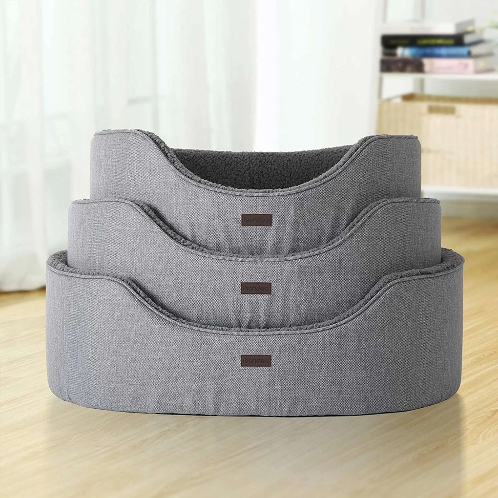 Cama para cães com almofada reversível 92 x 72 x 27 cm cinzento