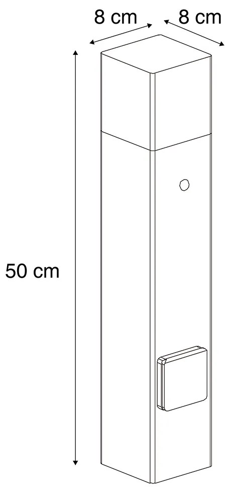 Balizador industrial para exterior castanho ferrugem com vidro fumado 50cm com sensor crepuscular - Denmark Industrial