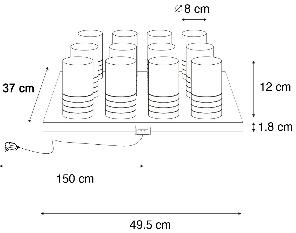 Conjunto de 12 Candeeiros de Mesa Bronze Escuro RGBW Recarregáveis Com Estação de Carregamento Incluída - Alessia