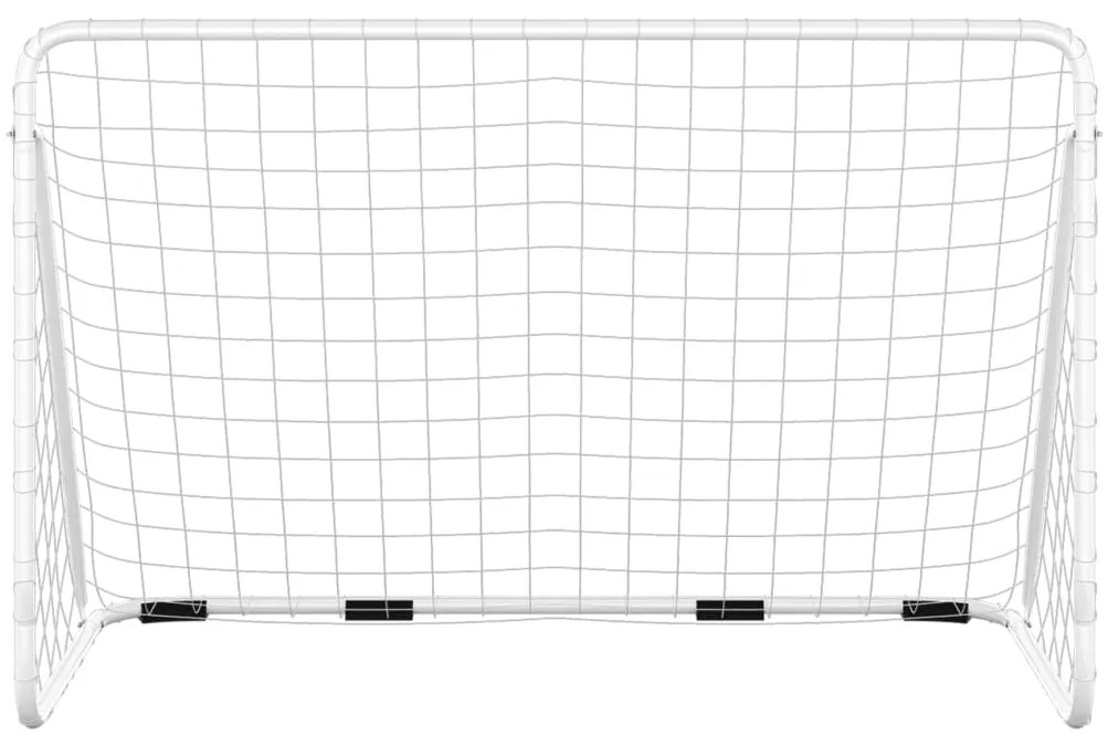Baliza de futebol com rede 180x90x120 cm aço branco