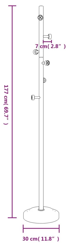 Bengaleiro 177 cm ferro revestido a pó branco