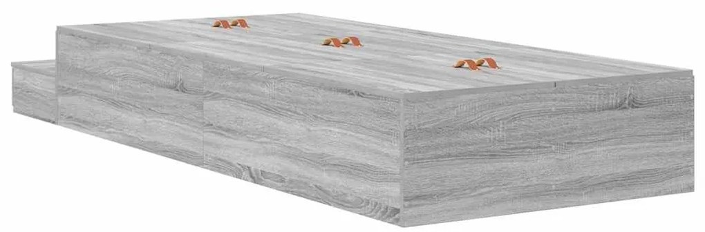 Cama de Armazenamento Cinzento Sonoma 90x190 cm