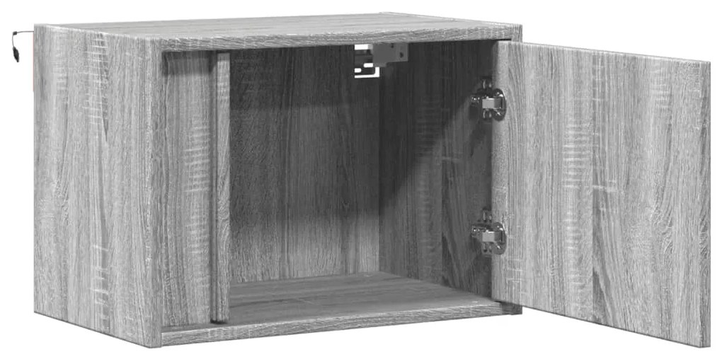 Mesas de cabeceira de parede com luzes LED 2pcs cinzento sonoma