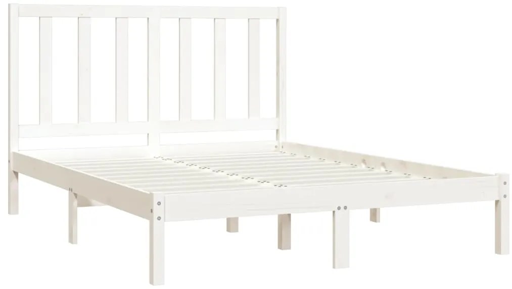 Estrutura de cama 140x200 cm madeira de pinho maciça branco