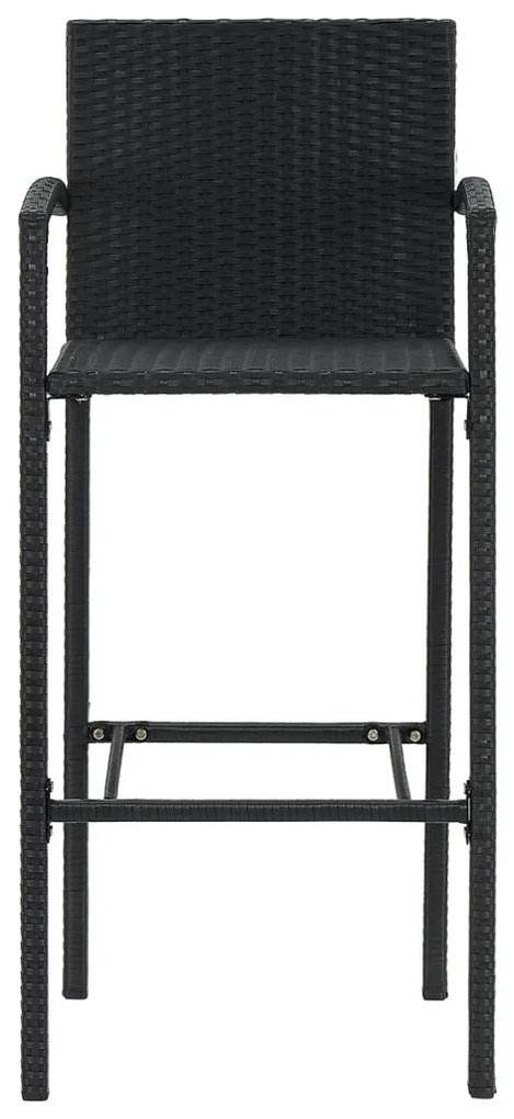 5 pcs conjunto de bar para jardim vime PE/acácia maciça preto