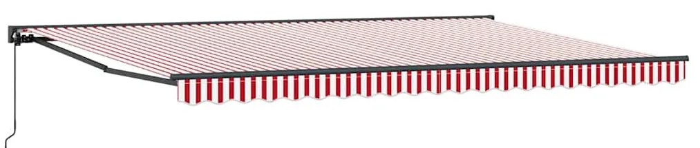 Toldo Retrátil Manual Listrado Vermelho e Branco 500x300 cm