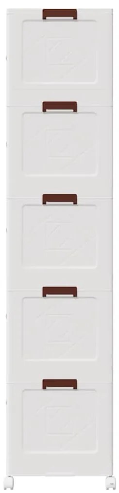 Caixa arrumação empilhável com rodas 5 níveis 75 L 64x40x179 cm
