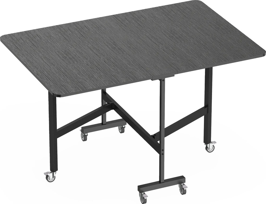 HOMCOM Mesa Dobrável de Jantar para 4-6 Pessoas com Rodas e Abas Rebatíveis 120x80x73 cm Preto | Aosom Portugal