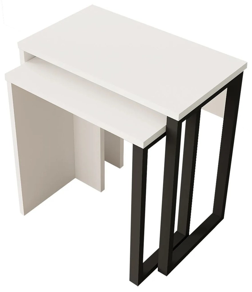 Conjunto de Mesas de Apoio ON7 – Branco – 51x52,8x29,5 cm / 44,5x47,8x