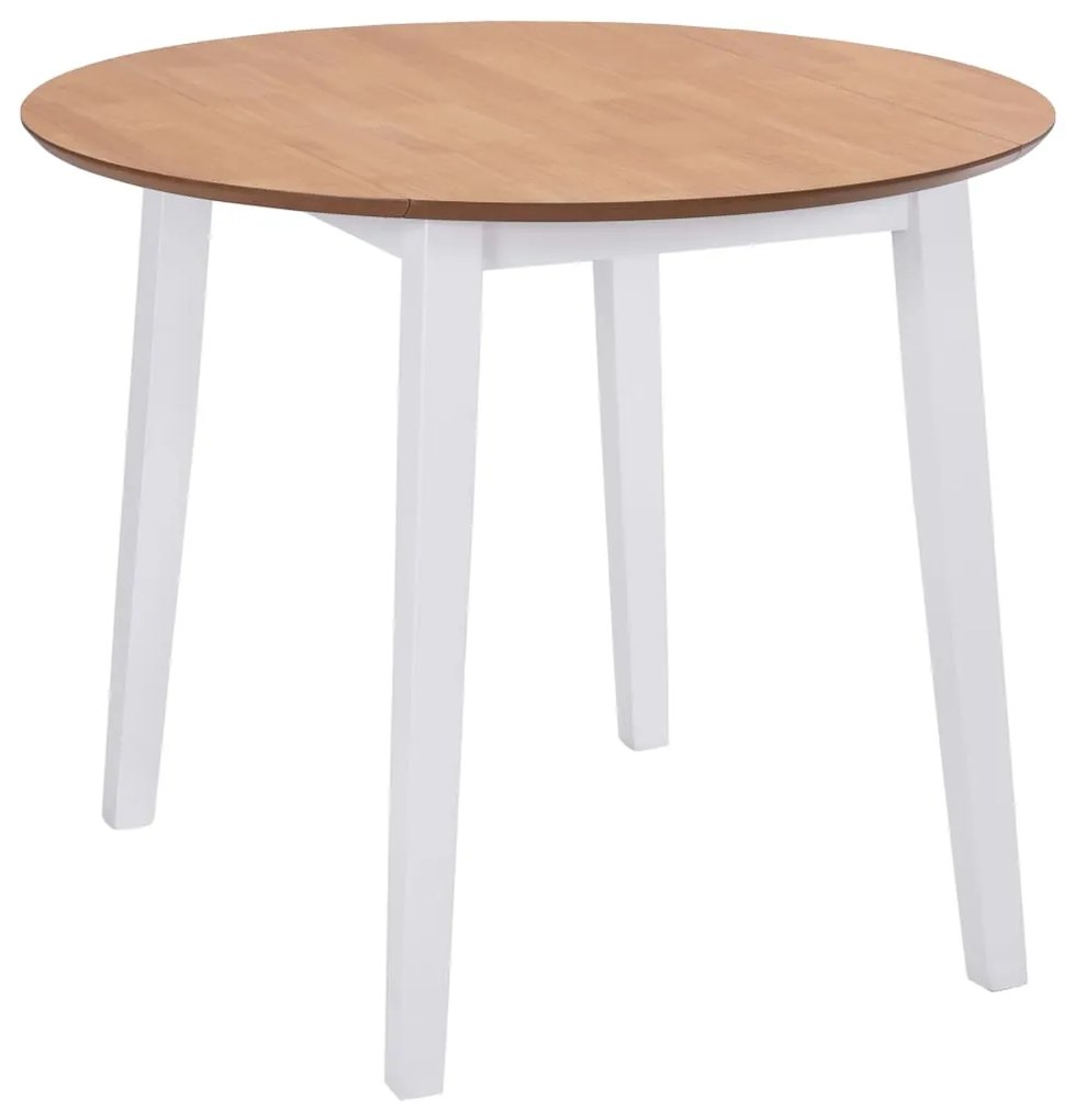 vidaXL Mesa de jantar com abas rebatíveis redonda MDF branco