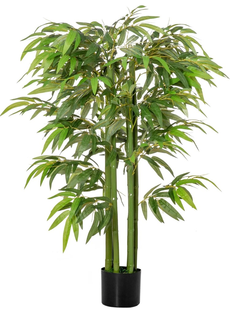 HOMCOM Bambú Artificial 140cm com Vaso Planta Artificial para Interior e Exterior Decoração de Casa Escritório Verde