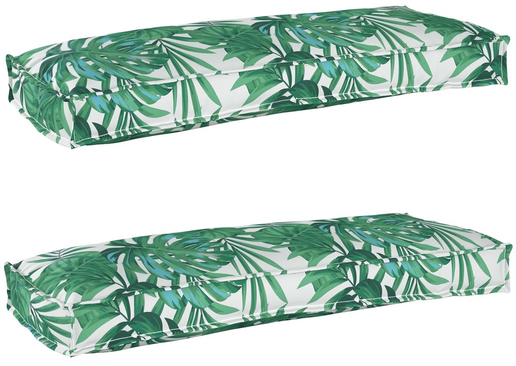 vidaXL Almofadas para Pallet para Banco 2 pcs Padrão de Folha 100x40x8 cm Tecido Oxford