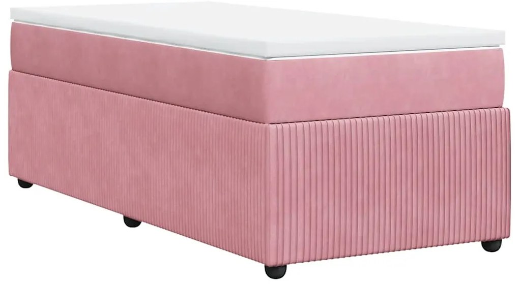 Cama com molas/colchão 90x200 cm veludo rosa