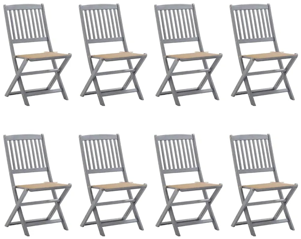 vidaXL Cadeiras de exterior dobráveis 8pcs c/ almofadões acácia maciça