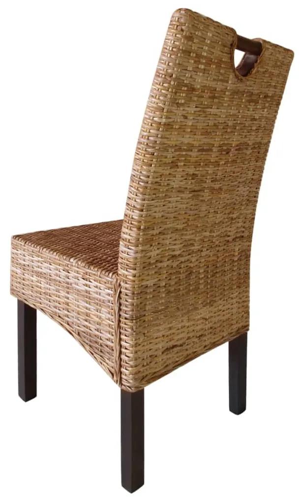 Cadeiras de jantar, 6 pcs, vime Kubu, madeira de mangueira