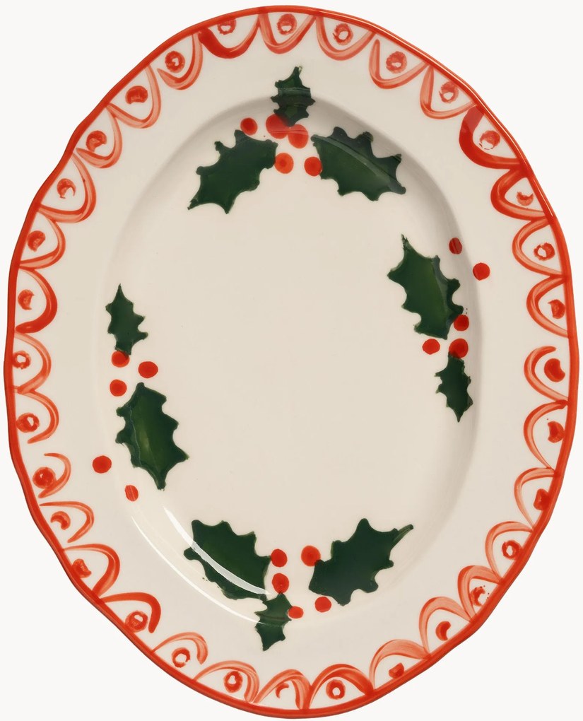 Travessa de Natal pintada à mão Holly
