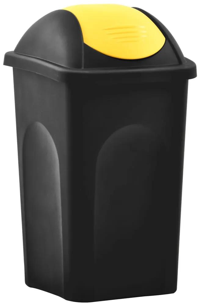 Caixote do lixo com tampa basculante 60 L preto e amarelo
