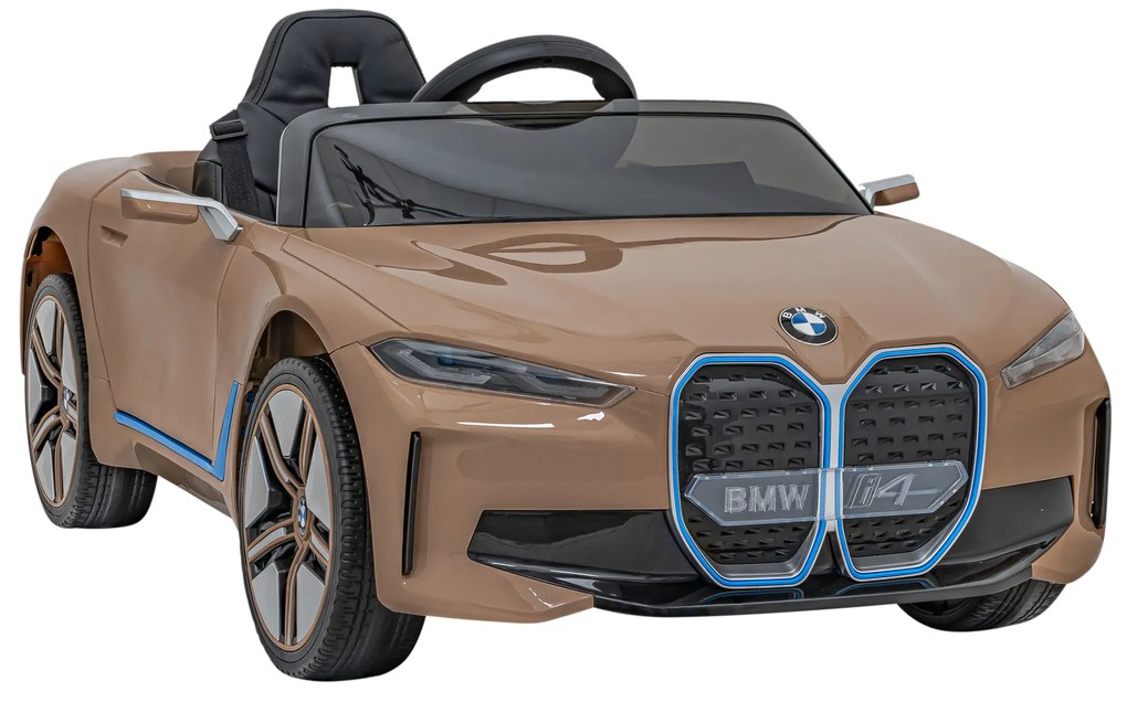 Carro elétrico para Crianças 12V BMW I4 Rodas de EVA, Assento de couro Dourado