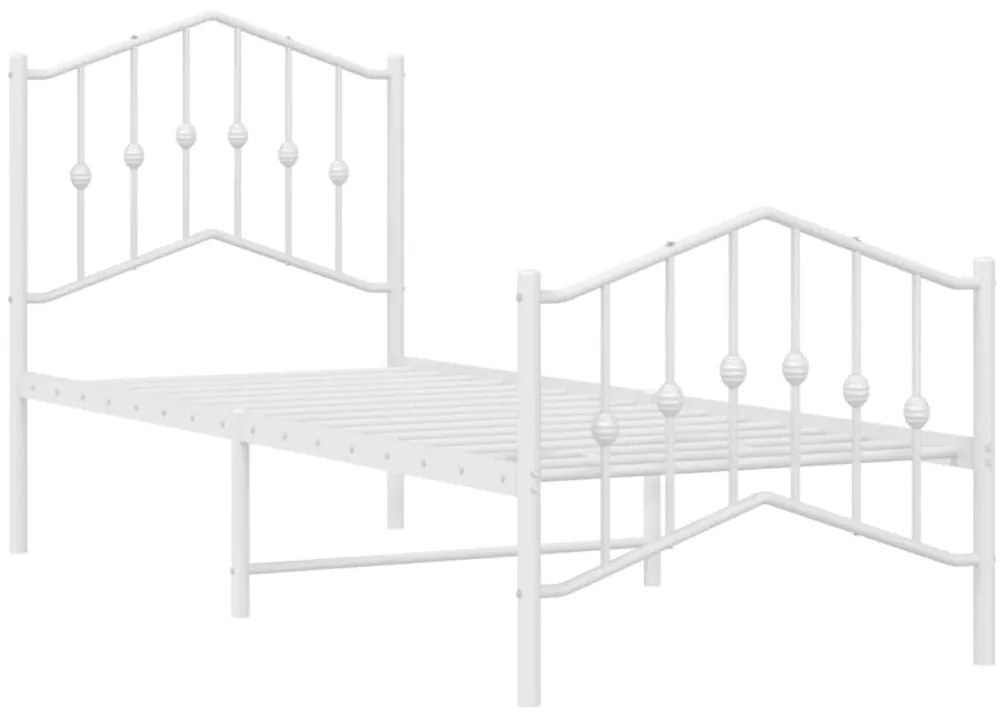 Estrutura de cama com cabeceira e pés 75x190 cm metal branco