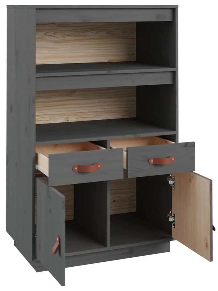 Aparador alto 67x40x108,5 cm pinho maciço cinza
