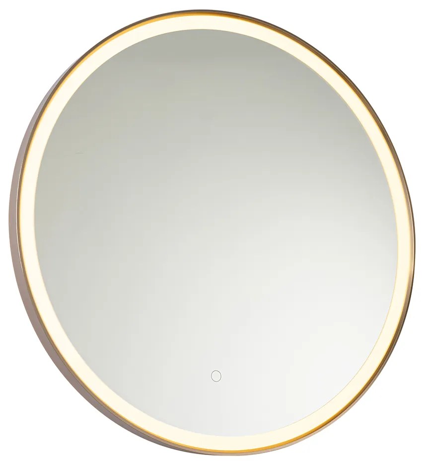 Espelho de casa de banho ouro rosa 70 cm Incl. LED regulável em 3 níveis com toque redondo - Miral Moderno