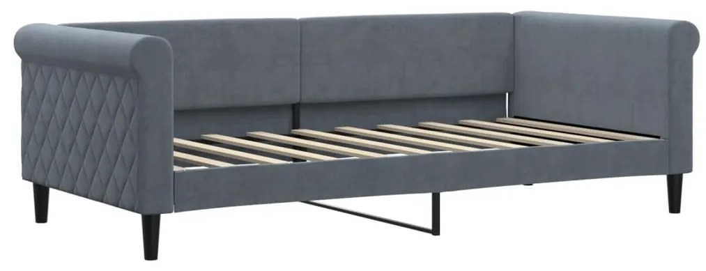 Sofá-cama c/ gavetão e colchões 90x190cm veludo cinzento-escuro