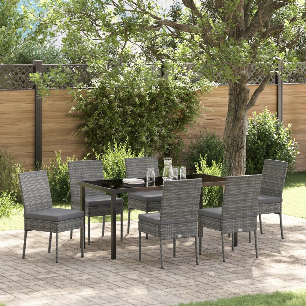 vidaXL Conjunto de Jantar de Jardim 7 Peças Cinza Rattan Sintético