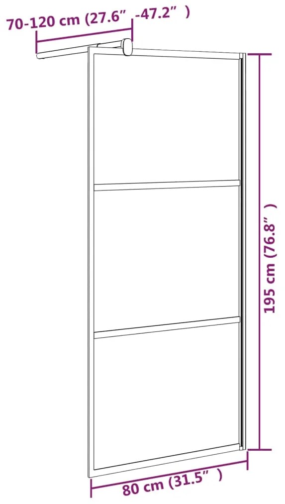 Divisória de chuveiro 80x195 cm vidro semiopaco ESG preto