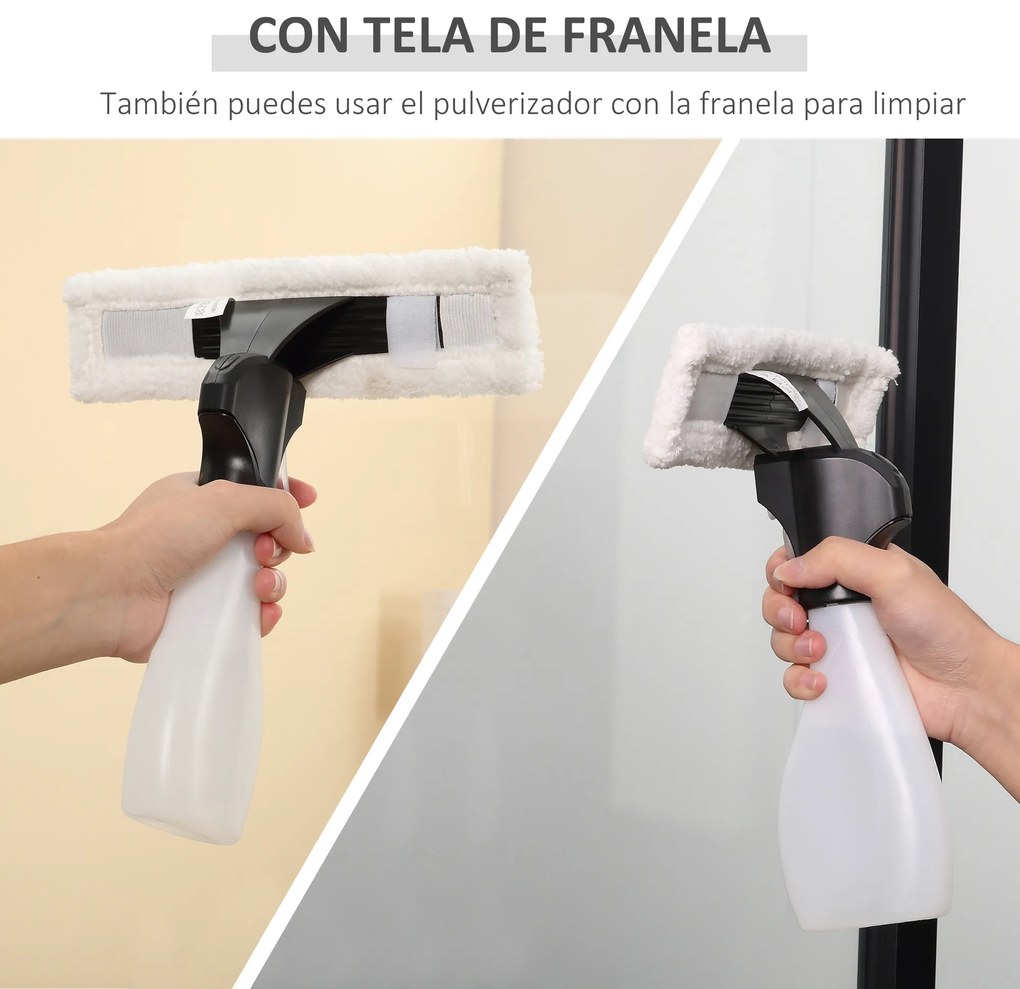 HOMCOM Limpa Vidros Elétrico 2 em 1 Aspirador Limpador de Vidros com Depósito de Água 300ml e Ponta de Borracha Inclui Pulverizador 19,5x12,5x33cm Laranja