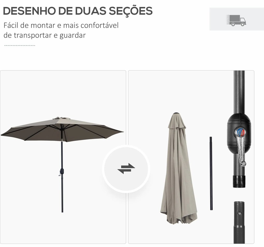 Chapéu de Sol de Jardim Ø295x250 cm com Manivela Chapéu de Sol Exterio