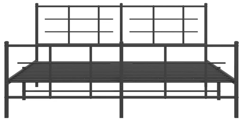 Estrutura de cama com cabeceira e pés 183x213 cm metal preto