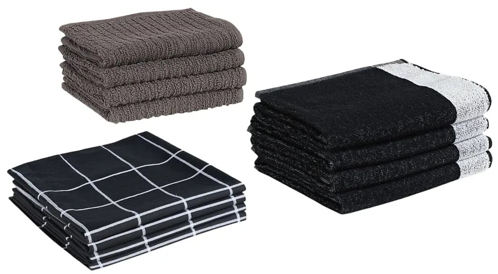 Conjunto de panos de cozinha 12 pcs algodão preto