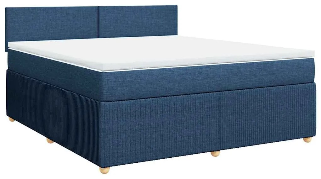 Cama com molas/colchão 180x200 cm tecido azul