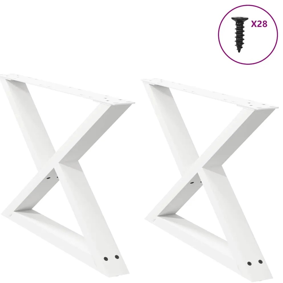 Pés para mesa de centro 2 peças, branco, 70x (42-43,3) cm, aço