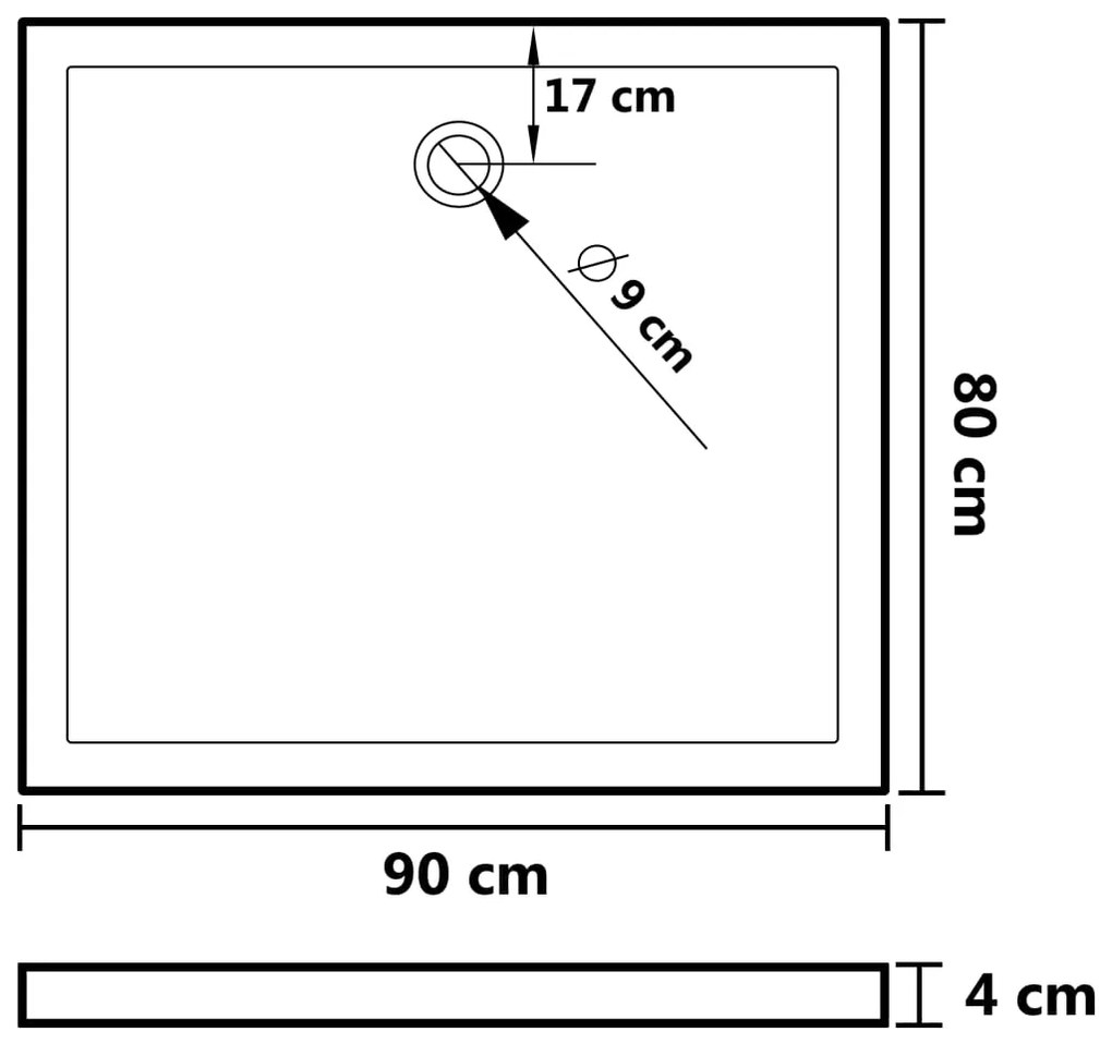 Base de chuveiro retangular 80x90 cm ABS branco